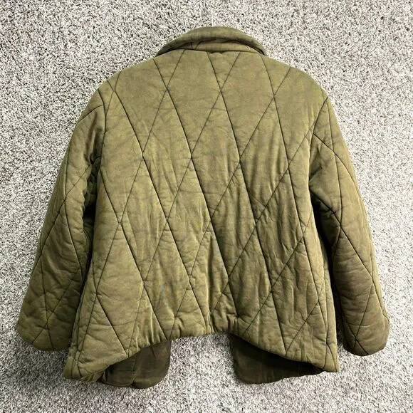 Free People Jacket Womens S Tawny Green Open Front Diamond Quilted Puffer Pillow - Picture 3 of 5